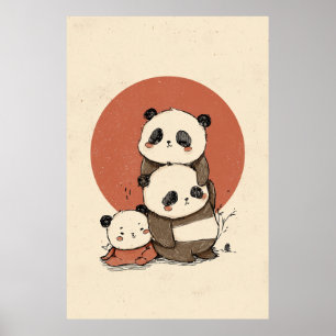Póster Diseño Cute Pandas