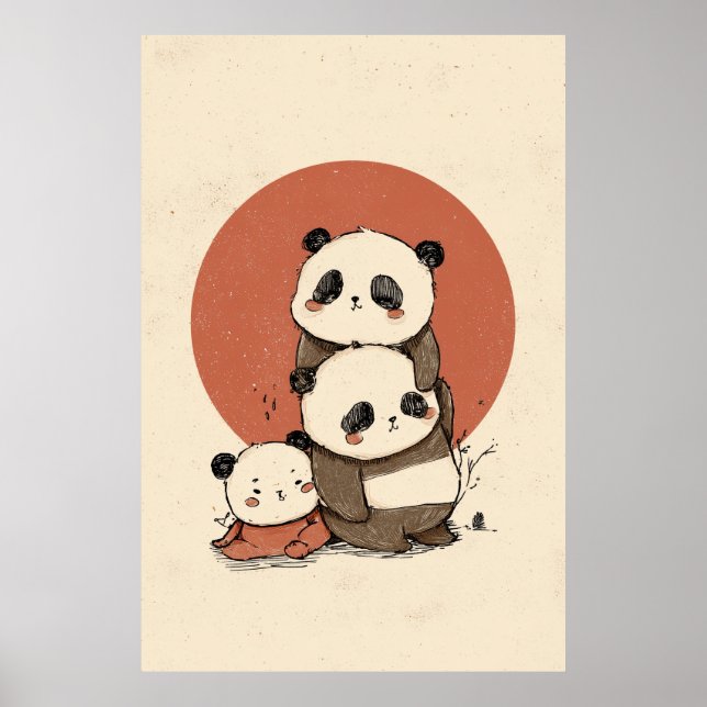 Póster Diseño Cute Pandas (Frente)