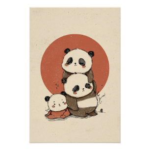 Póster Diseño Cute Pandas