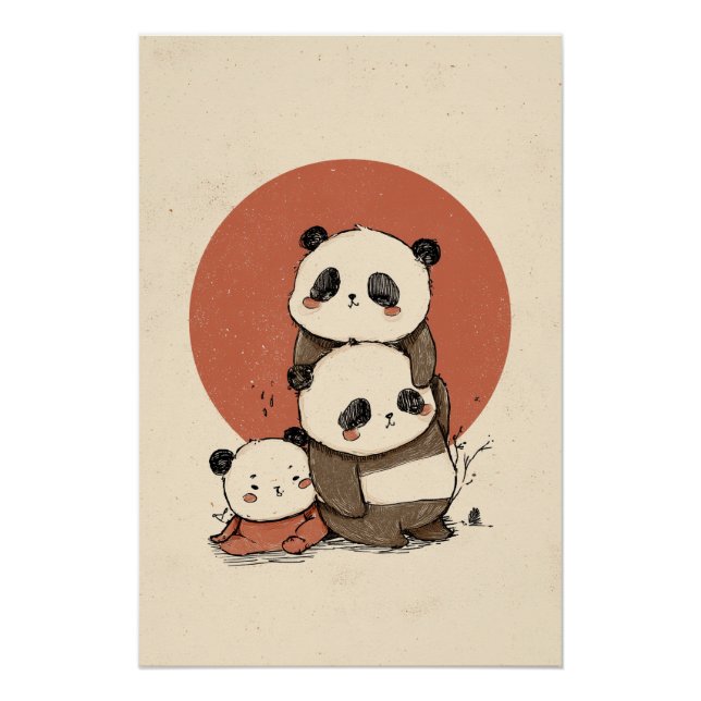 Póster Diseño Cute Pandas (Anverso)