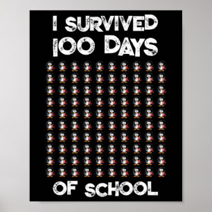 Póster Diseño De 100 Días Escolares De 100 Pingüinos