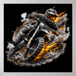 Póster Diseño de acción de motocicleta de motocross Blaze