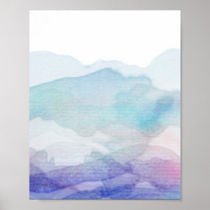 Póster diseño de acuarela abstracta azul y púrpura
