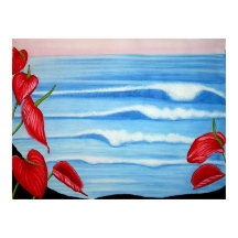 Diseño de acuarela del océano antrurio