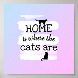 Póster diseño de acuarela poster de cita de gato lindo