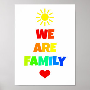 Póster Diseño de adopción del sol de arcoiris de la famil
