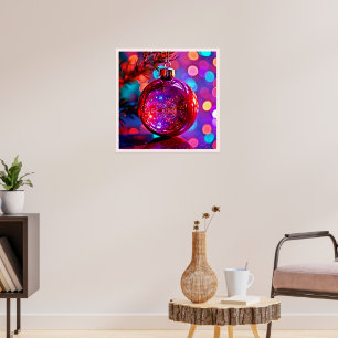 Póster Diseño de adorno de Navidad Neon Vibrante