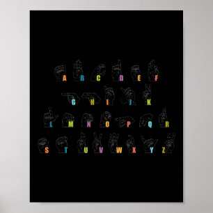 Póster Diseño de alfabeto de lengua de señas