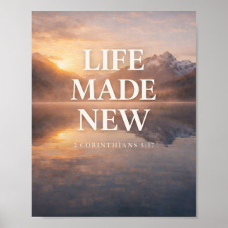 Póster Diseño de Amanecer en la Montaña Vida Renovada