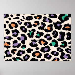 Póster Diseño de animales leopardo coloridos y antecedent
