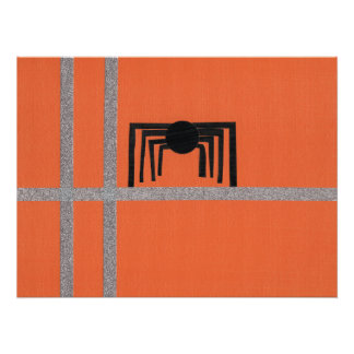 Póster Diseño de araña geométrica negro y naranja