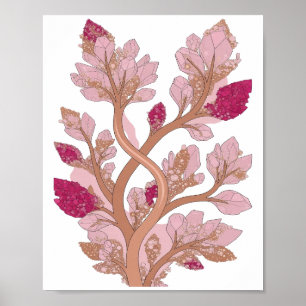 Póster Diseño de árbol de cristal plateado que llama la a