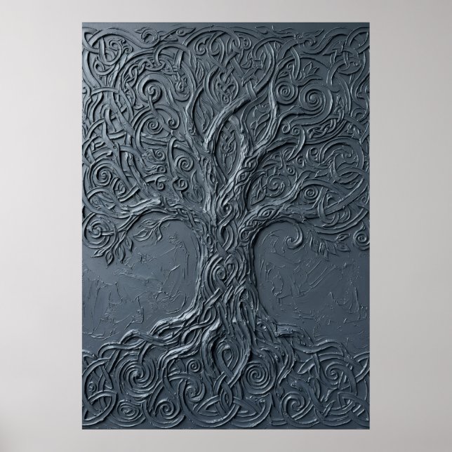 Póster Diseño de árbol de la vida texturizado (Frente)