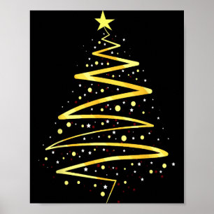 Póster Diseño de árbol de Navidad de color dorado 
