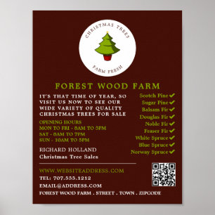 Póster Diseño de Árbol Fir, Ventas de Árbol de Navidad