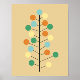 Póster Diseño de árbol retro moderno de medio siglo