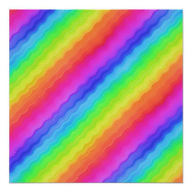 Póster Diseño de arcoíris colorido diagonal ondulado (Anverso)