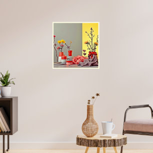 Póster Diseño de arreglo amarillo rojo vibrante
