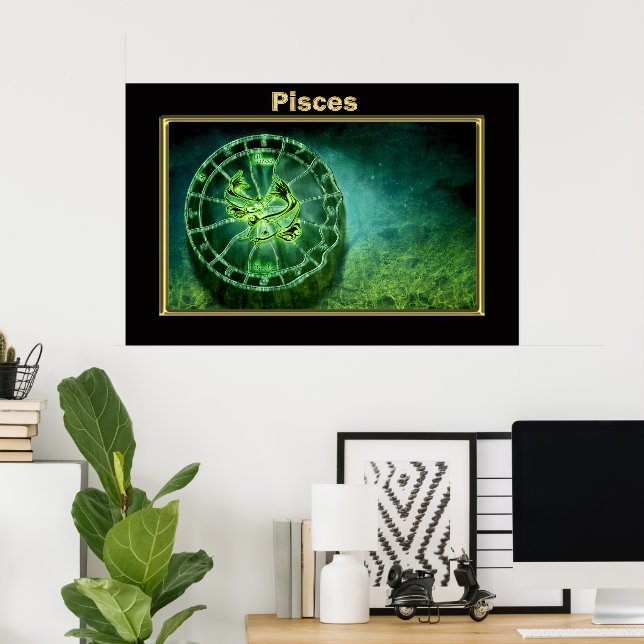 Póster Diseño de Astrología de Pisces Zodiac (Oficina en casa)