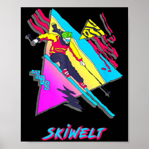Póster Diseño de aventura de esquí colorido skiwelt esqui