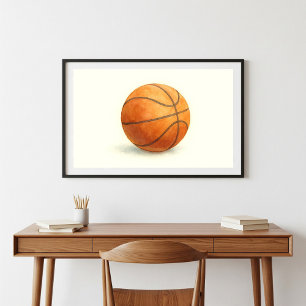 Póster Diseño de baloncesto de color acuático de estilo v