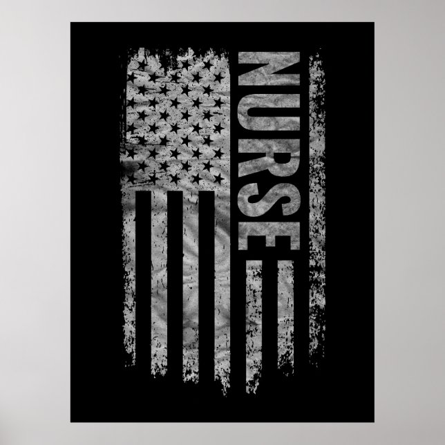 Póster Diseño de bandera de EE. UU. angustiado para enfer (Frente)