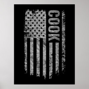 Póster Diseño de bandera de EE. UU. desgastada para cocin