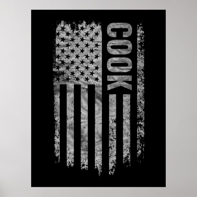 Póster Diseño de bandera de EE. UU. desgastada para cocin (Frente)