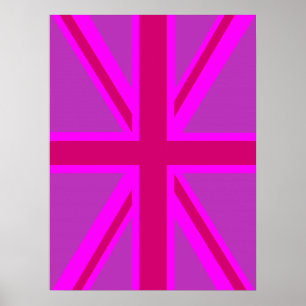Póster Diseño de bandera Jack de la Unión de Fuchsia Rosa