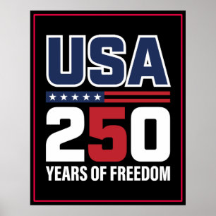Póster Diseño de bandera patriótica USA 250 años de liber