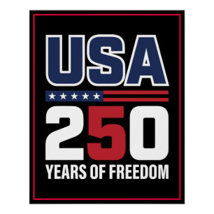 Póster Diseño de bandera patriótica USA 250 años de liber