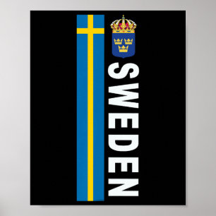 Póster Diseño de bandera sueca al estilo fútbol de Suecia