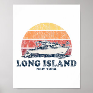 Póster Diseño de barco retro de los 70 de navegación vint