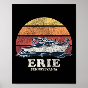Póster Diseño de barco retro de los 70 de navegación vint