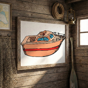 Póster Diseño de barcos náuticos Nautical Ilustracion