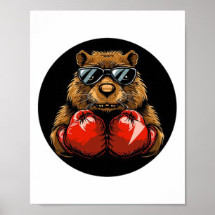 Póster Diseño De Beaver De Boxeo De Guay Para Un Estilo D