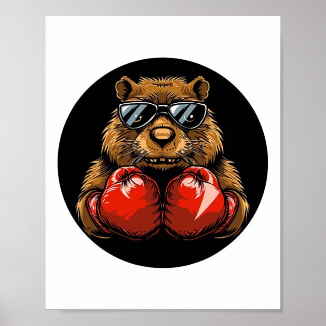 Póster Diseño De Beaver De Boxeo De Guay Para Un Estilo D (Frente)
