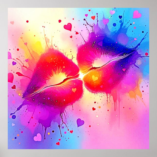Póster Diseño de besos coloridos (Frente)
