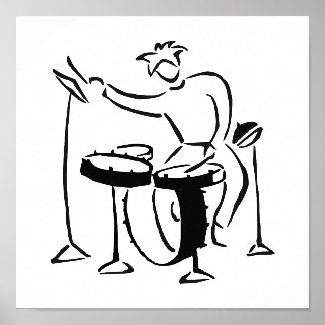 Póster Diseño de boceto bw abstracto del tambor de conjun (Frente)