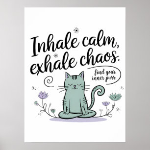 Póster Diseño de boceto de gatos meditación mental