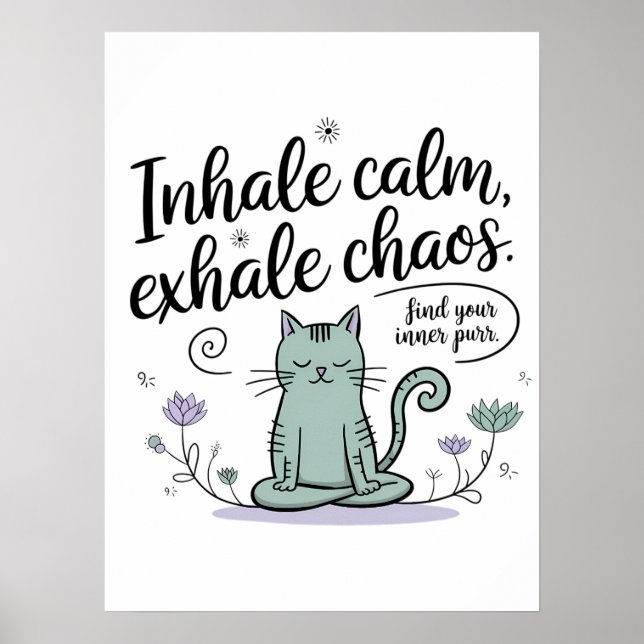 Póster Diseño de boceto de gatos meditación mental (Frente)