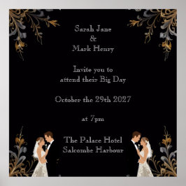 Póster Diseño de Boda de invitación que puede personaliza