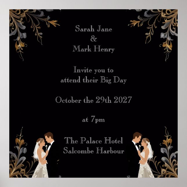 Póster Diseño de Boda de invitación que puede personaliza (Frente)