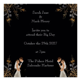 Póster Diseño de Boda de invitación que puede personaliza