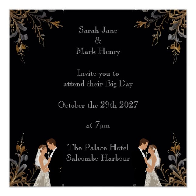 Póster Diseño de Boda de invitación que puede personaliza (Anverso)