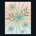 Póster Diseño de Boho pop floral<br><div class="desc">Eleva tu espacio con esta fascinante impresión abstracta de poster boho, una obra maestra de la creatividad vibrante y la elegancia natural. Las obras de arte exhiben coloridos diseños florales entrelazados con líneas fluidas, con llamativas flores azul-verde que caen en cascada a lo largo de una delicada vid de hojas....</div>