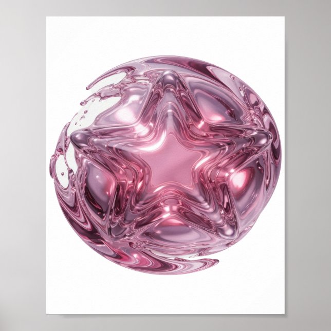 Póster Diseño de Bola de Estrellas Rosa Chic (Frente)
