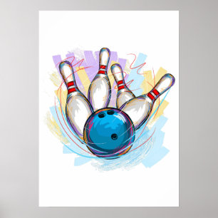 Póster Diseño de bolera pintado digitalmente