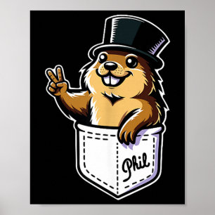 Póster Diseño de bolsillo del Día de la Marmota lindo Pun