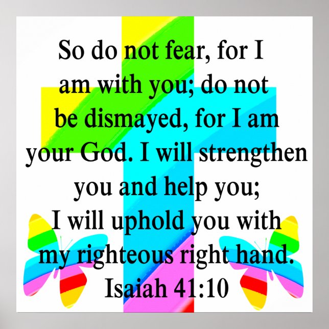 Póster DISEÑO DE bonito RAINBOW CROSS ISAIAH 41:10 (Frente)